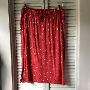 St. John's Bay Orange Midi Skirt with Floral Pattern